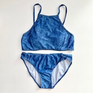 Women’s Two Piece Bikini Set Blue Large Size